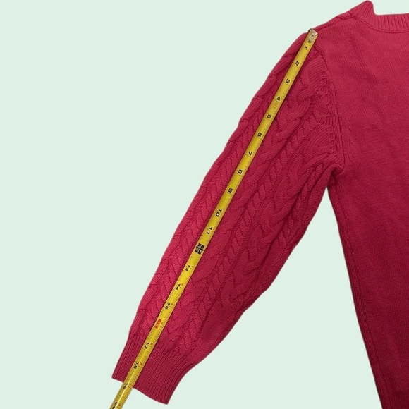 H&M New Cableknit Crewneck Sweater Pink Fuchsia Women Size Small NWT - Picture 7 of 11